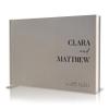 Personalized Guest Book - 11.5" x 8.5" Premium Custom Guest Signing Book with Bookmark and Blank Pages for Wedding Reception Table Decoration Engagement Birthday Party Event, Gray view 1