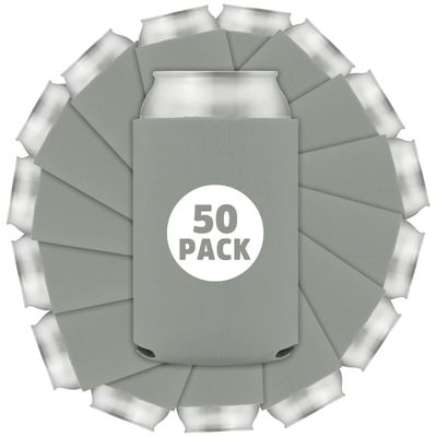 50 Pcs Bulk Blank Collapsible Can Coolers - Perfect For Sublimation Printing, HTV, Screen Printing or DIY Crafts (Grey)