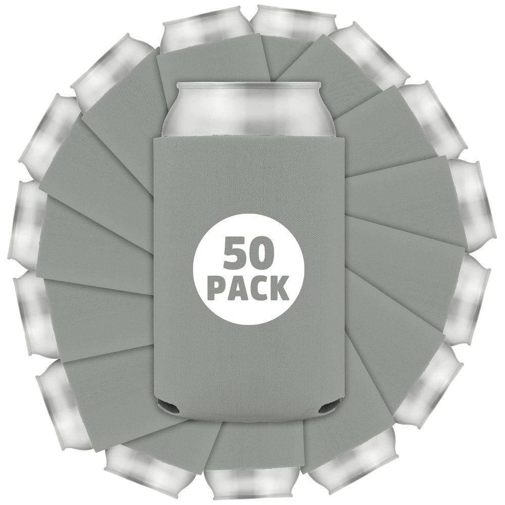 50 Pcs Bulk Blank Collapsible Can Coolers - Perfect For Sublimation Printing, HTV, Screen Printing or DIY Crafts (Grey)