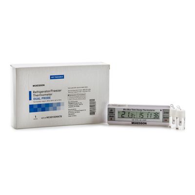 McKesson Fridge Freezer Thermometer with Alarm, Dual-Probe, Max/Min, 1 ct