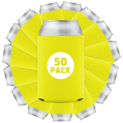 50 Pcs Bulk Blank Collapsible Can Coolers - Perfect For Sublimation Printing, HTV, Screen Printing or DIY Crafts (Yellow)