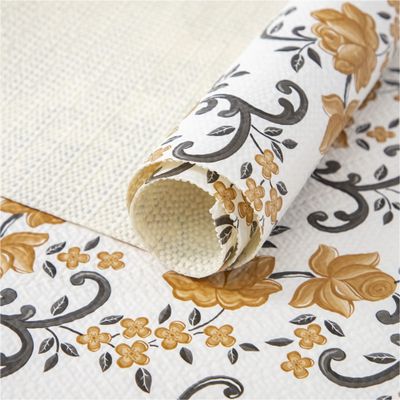 FIFTY FEET 18X96 Inch Shelf Liner for Kitchen Cabinets, PVC Drawer Liner for Dresser Non-Slip Bathroom, Non-Adhesive Cabinet Liner Washable (Yellow Floral)(9 Roll)