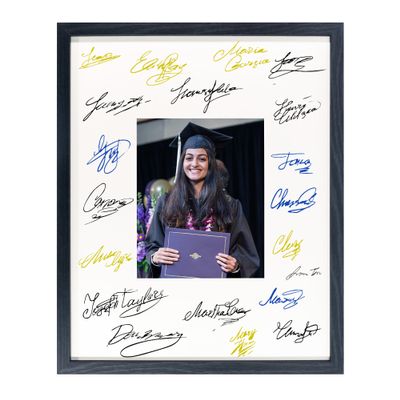 Hodeframe 16x20 Graduation Signature Picture Frame with White Mat Display 8x10 Photo for Graduation, Celebrations and Wedding, Black Wood Frame for Wall Hanging - Mounting Hardware Included