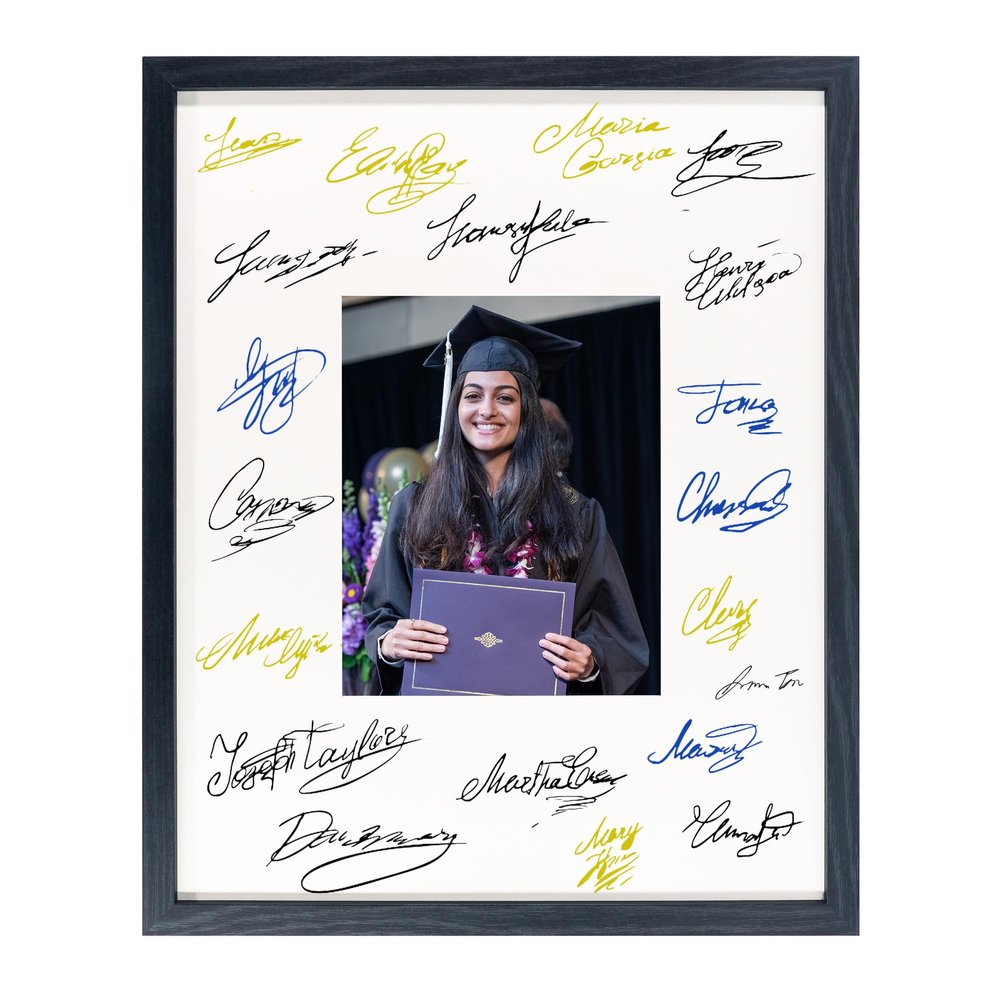 Hodeframe 16x20 Graduation Signature Picture Frame with White Mat Display 8x10 Photo for Graduation, Celebrations and Wedding, Black Wood Frame for Wall Hanging - Mounting Hardware Included