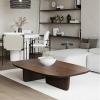 TopJia Modern Farmhouse Coffee Table for Living Room, Minimalist Solid Wood Coffee Table, Rectangular Center Wooden Table Low Table Japanese Tea Table for Balcony(47x24x16inch, Brown), 1795156 view 1