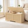 HOOBRO Storage Bench, 43.3" Toy Box, Rattan-Like Storage Chest, Sturdy Entryway Bench Supports 220 lb, Toy Chest, Safety Hinge, U-Shaped Opening, Easy Assembly, Natural NL22CW01 view 2