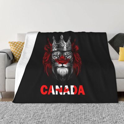 Rqwaaed Lion Canada Flag Cozy Up with Our Ultra-Soft Fleece Blanket - Perfect for Home and Travel 60"x50"