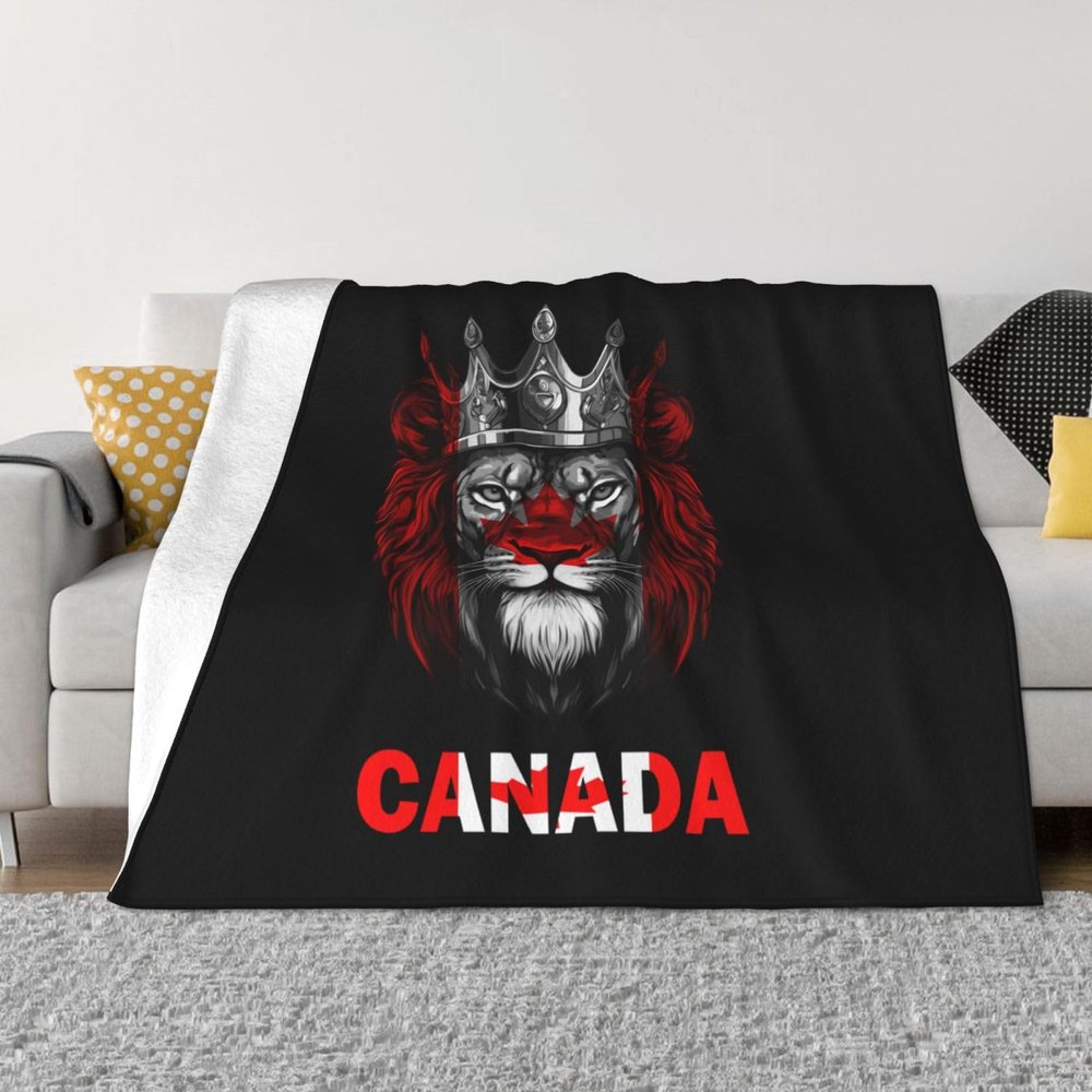 Rqwaaed Lion Canada Flag Cozy Up with Our Ultra-Soft Fleece Blanket - Perfect for Home and Travel 60"x50"