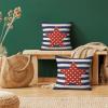 4th of July Pillow Covers 22x22 Inch Set of 2 Memorial Day Independence Day Blue Stripe Red Star Decor Throw Pillows American Flag USA Patriotic Outdoor Cushion Cases for Couch Bed Decorations view 2