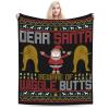 Dear Santa Beware of Wiggle Butts Funny Christmas Throw Blanket for Couch Bed Sofa Soft Comfortable Blanket 40"x30" Flannel Blankets & Throws view 1