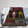 Dear Santa Beware of Wiggle Butts Funny Christmas Throw Blanket for Couch Bed Sofa Soft Comfortable Blanket 40"x30" Flannel Blankets & Throws view 2