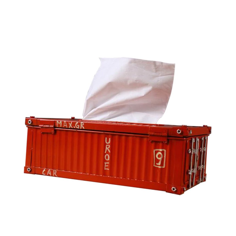 Ciieeo Retro Shipping Container Tissue Box Industrial Decorative Vintage Pumping Carton Holder