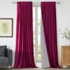 100% Full Blackout Hot Pink Velvet Curtains 120 inch Long for Living Room,Set of 2 Liner Rod Pocket Back Tab Thermal Window Curtains Room Darkening Heavy Decorative Curtains Drapes for Bedroom view 1