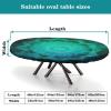 Barsada Flower Green Print Tablecloths Oval Stain Resistant Oilproof Elastic Tablecloths for Oval Tables Table Covers for Mother's Day Father's Day Valentine's Day Fits for 52 x 70 Oval Table view 4