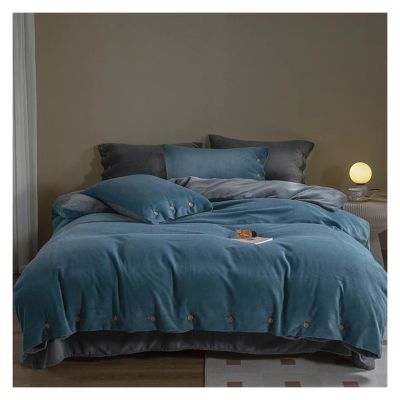 ADovz Super Soft Velvet Bed Linen Modern Bed Cover Full Set Winter Duvet Cover Double Bed Sheets Set Bedding Comforter Sets Pillowcase,Bed Sheets, FH-762