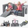 Aukdin 14PCS Modular Play Couch for Toddler Kids Playroom Bedroom, 500+ DIY Kids Couch Boost Creativing Playing Sleeping Reading for Boys Girls Teens (Grey) view 1