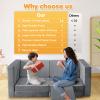 Aukdin 14PCS Modular Play Couch for Toddler Kids Playroom Bedroom, 500+ DIY Kids Couch Boost Creativing Playing Sleeping Reading for Boys Girls Teens (Grey) view 3
