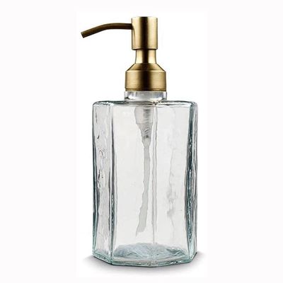 XUNTING Hand Soap Bottle Glass Soap Dispenser, Soap Dispenser Stainless Steel Pump, Bathroom Soap Dispenser for Hand Soap, Soap, Lotion Detergent Dispenser, Clear