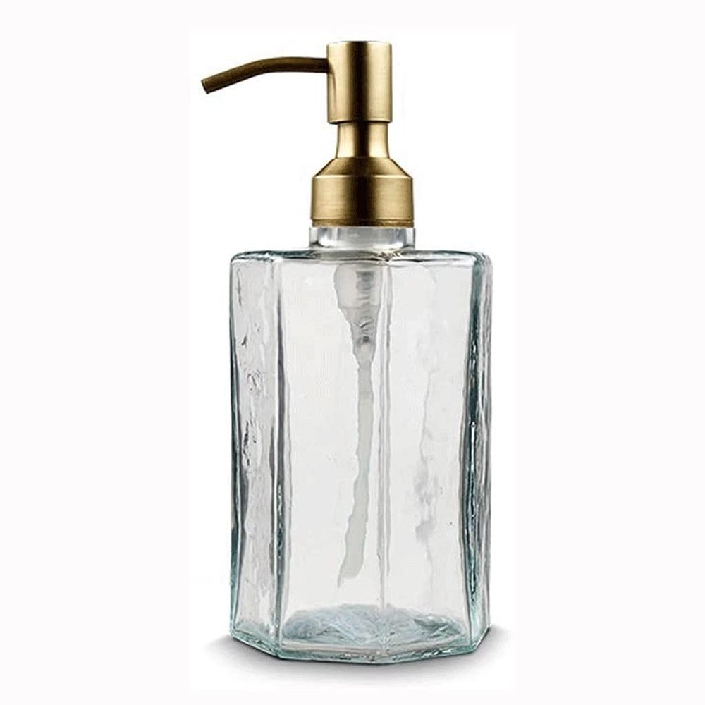 XUNTING Hand Soap Bottle Glass Soap Dispenser, Soap Dispenser Stainless Steel Pump, Bathroom Soap Dispenser for Hand Soap, Soap, Lotion Detergent Dispenser, Clear