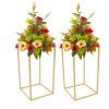 Ongniong Gold Flower Stand, Metal Wedding Flower Holder Rack, Geometric Table Floor Wedding Flower Display Column, Rectangular Wedding Centerpiece Stand for Party Ceremony Home Decor (15.7in-2pcs) view 1