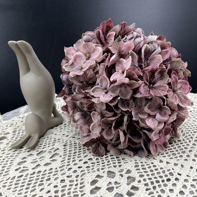 DIFUGLID Luxury Vintage Large Hydrangea Silk Artificial Flowers Fall Decoration Flower Arrangement Supplies Home Wedding Decor,Grey Purple