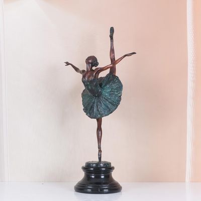 NILEEBUKER 26.8 Inch Bronze Ballerina Statue Woman Dance Sculpture Large for Home Decor