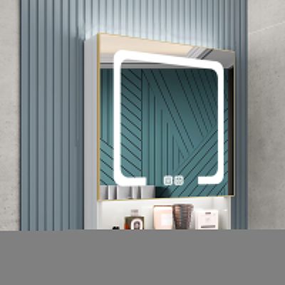 Bathroom Wall Mounted Cabinet with Defogging Function Aluminum Alloy Smart Mirror Cabinet with LED Light White 58 x 70 x 13 CM (White)