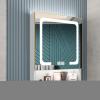 Bathroom Wall Mounted Cabinet with Defogging Function Aluminum Alloy Smart Mirror Cabinet with LED Light White 58 x 70 x 13 CM (White) view 1