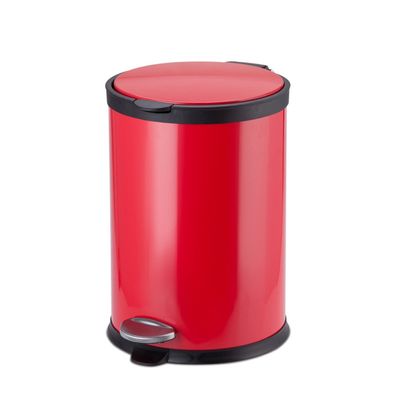 Portable Family Living Room White Trash can Metal Stainless Steel Bathroom 12L Kitchen Recycle Bin Can Recycler (Color : Red) (Red)