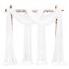 Showgeous Cream White Wedding Arch Drapes, 4 Panels 28" x 19ft Chiffon Fabric Drapes for Ceremony, Reception, Party view 1