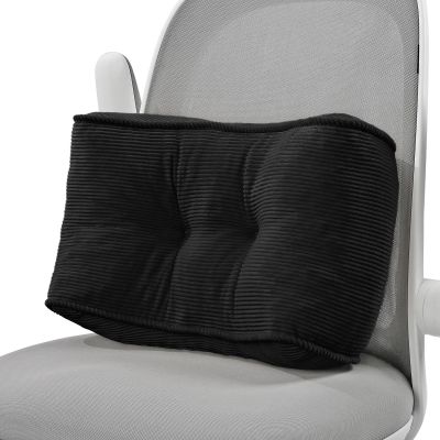 Glyzia Lumbar Support Pillow for Office Chairs, Bite-Size Natural Latex Foam Back Support Pillow for Lower Back Pain Relief, Soft & Support Corduroy Desk Chair Cushion, M, Black