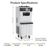 Commercial Ice Cream Maker with Two 12L Hoppers, 3 Flavors Soft Serve Machine. 2450W Compressor, Soft Ice Cream Machine with LCD Panel for Restaurants Snack Bar view 3