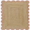 MORVEE Area Rug 2x6 Jute Scalloped Natural (Pink, 2' x 6') view 1