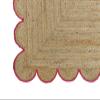 MORVEE Area Rug 2x6 Jute Scalloped Natural (Pink, 2' x 6') view 4