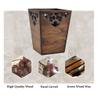 Dustbins Solid Wood Trash Can Wastebasket or Recycling Bin Retro Square Waste Bin Flower Storage Bucket for Living Room Bathroom Office Waste Recycling (Color : A) (B) view 2
