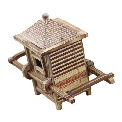 ABOOFAN Sedan Official Palanquin Ornaments House Ornament House Decorations for Home Antique Wooden Decor Wedding Decor Retro Craft Ornament Desktop Decoration China Lotus Tree Lucky, 24X17CM, Coffee