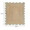 MORVEE Area Rug 3x5 Jute Scalloped Natural (Teal, 3' x 5') view 2