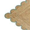 MORVEE Area Rug 3x5 Jute Scalloped Natural (Teal, 3' x 5') view 4