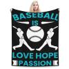 Baseball is Love Hope Passion Throw Blanket for Couch Bed Sofa Soft Comfortable Blanket 50"x40" Flannel Blankets & Throws view 1
