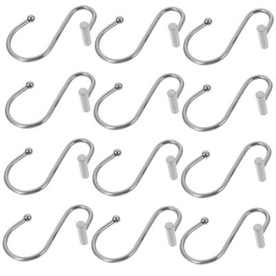 Ciieeo 12pcs s Shape Shower Curtain Hooks Rust-Proof Metal Home Curtain Hanger Simple Design for Easy Bathromm Use