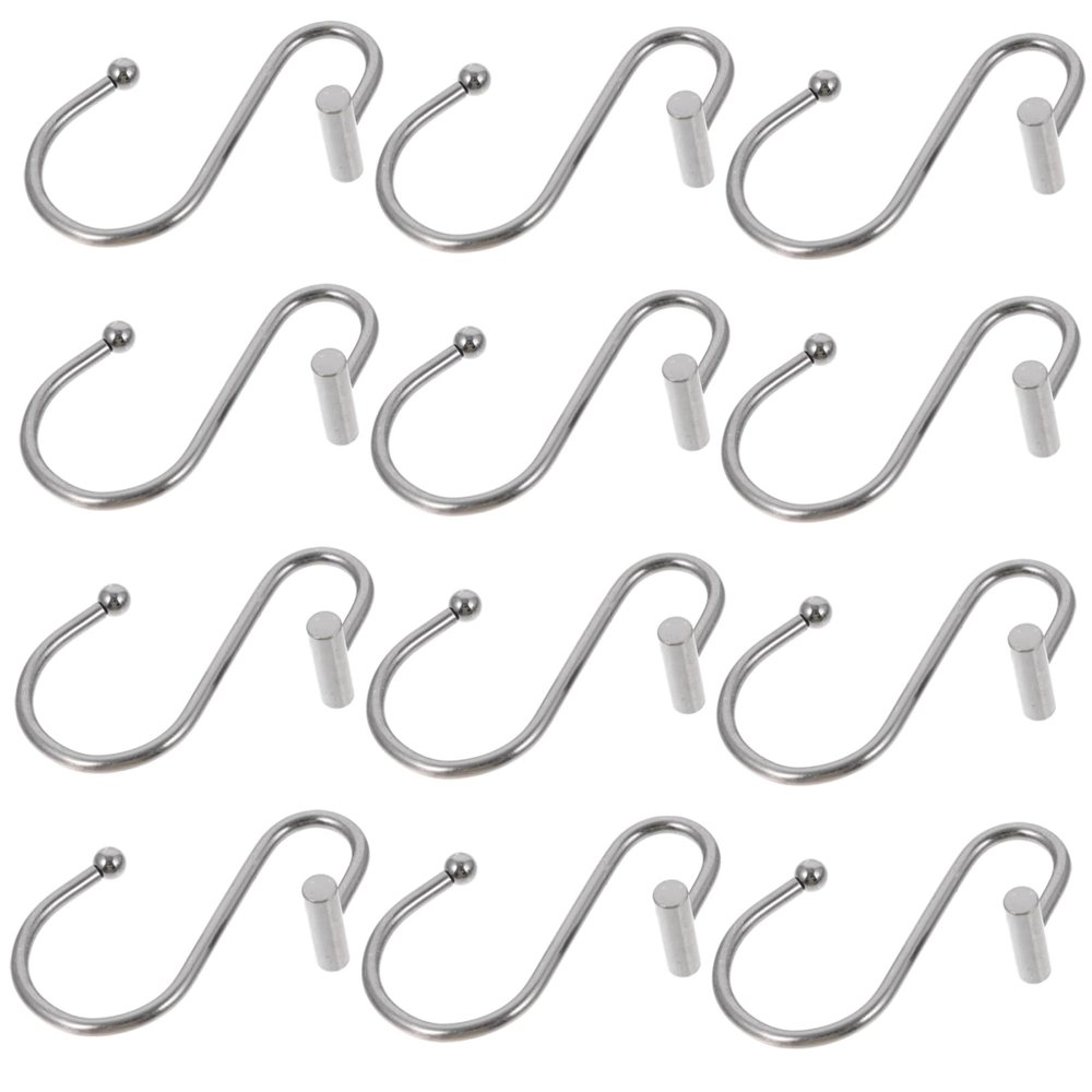 Ciieeo 12pcs s Shape Shower Curtain Hooks Rust-Proof Metal Home Curtain Hanger Simple Design for Easy Bathromm Use