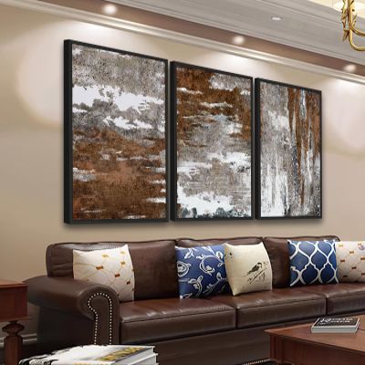 Large Framed Canvas Wall Art - Rustic Brown and White Abstract Pictures for Living Room Aesthetic Vintage Wall Decor Retro Prints for Bedroom Dinning Room Black Float Framed 20" X 28" X 3 pcs