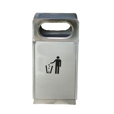 Trash Can Stainless Steel Trash Can with Lid 30L(7.9gallon) Square Outdoor Trash Bin for Patio Hotel Mall Garbage Bin (Color : Yellow) (Chrome)