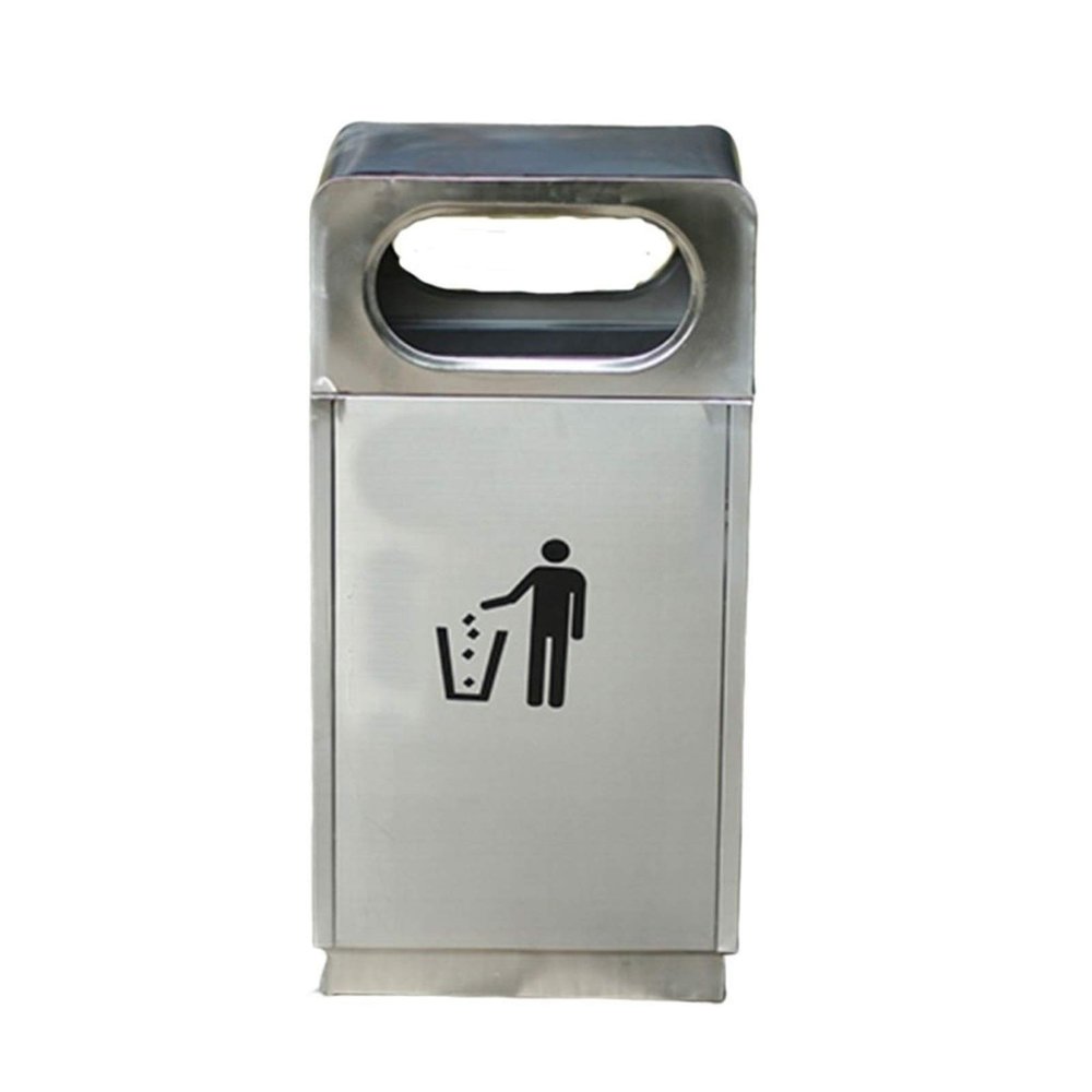 Trash Can Stainless Steel Trash Can with Lid 30L(7.9gallon) Square Outdoor Trash Bin for Patio Hotel Mall Garbage Bin (Color : Yellow) (Chrome)