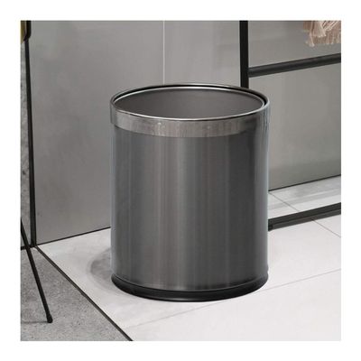 Bathroom Trash can Black Gold Stainless Steel Trash Can Kitchen Household Living Room High-end Paper Basket Bathroom Office Hotel Waste Paper Basket Kitchen Trash Can (Size : Small-10L)
