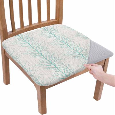 Turquoise Chair Seat Covers for Dining Room Stretch Chair Seat Covers Set of 6 Chair Seat Protector Cushion Slipcovers for Kitchen Restaurant Office Retro Forest Rustic Farmhouse Trees Branch