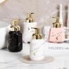Supercap Ceramic Hand Soap Dispenser with Gold Pump | Lotion Bottle | Marble Stripes Ceramic Soap Dispenser for Kitchen Bathroom (Black) view 3