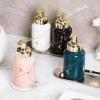 Supercap Ceramic Hand Soap Dispenser with Gold Pump | Lotion Bottle | Marble Stripes Ceramic Soap Dispenser for Kitchen Bathroom (Black) view 4