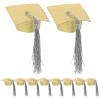 ibasenice 10pcs Graduation Cap Goblet Covers Wine Bottle Toppers for Celebrations Mini Tassel Hat Design for Graduation Parties and Events view 1