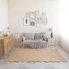 MORVEE Area Rug 4x6 Jute Scalloped Natural (Natural, 4' x 6') view 1